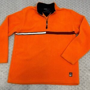 Men's Vintage Tommy Hilfiger 1/4 Zip Orange Fleece Pullover Size M (Large)